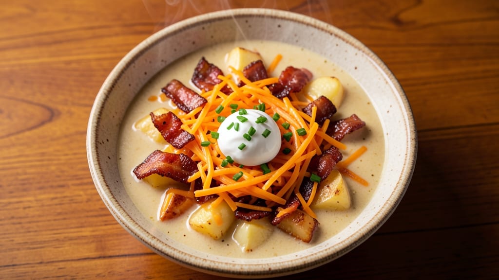 Chili's Loaded Baked Potato Soup Copycat Recipe: Crispy Cornmeal Crowns Over Melty Cheese Heaven