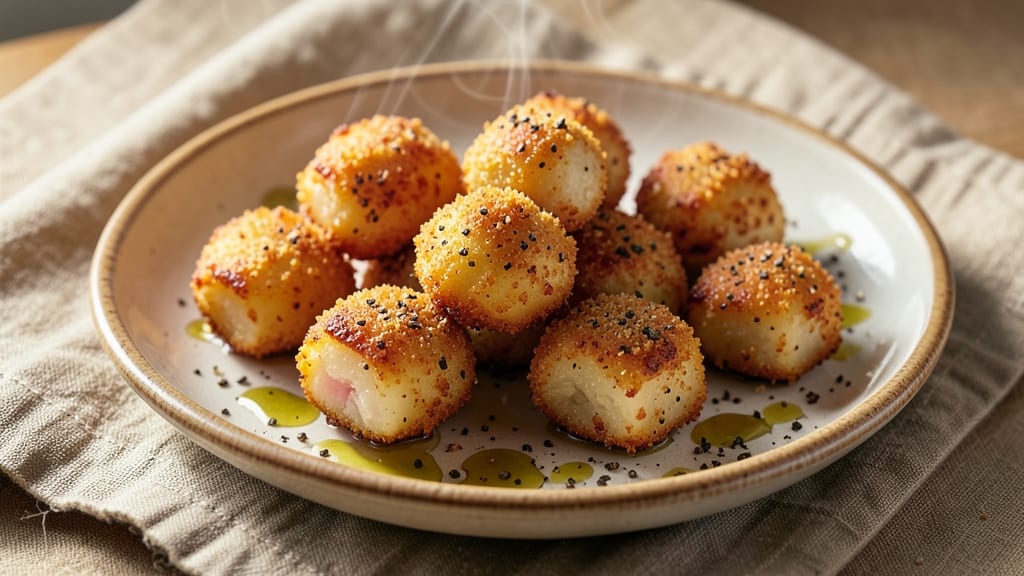 Garlic Potato Pops Recipe: Crispy Cornmeal Crowns With Garlicky Tang
