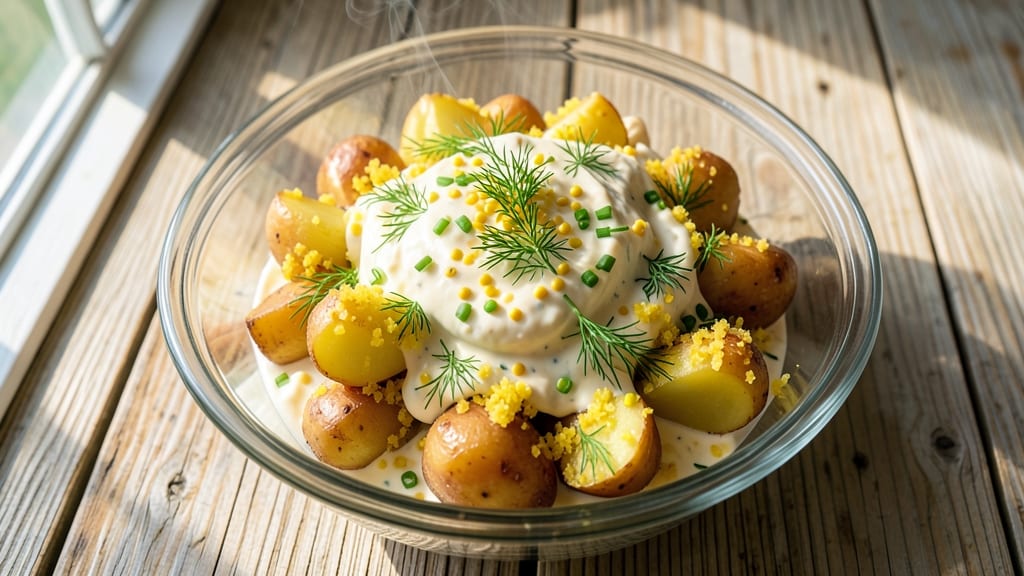 Grandma's Potato Salad Copycat Recipe: Herb-Infused Mayonnaise With Crispy Cornmeal Crowns