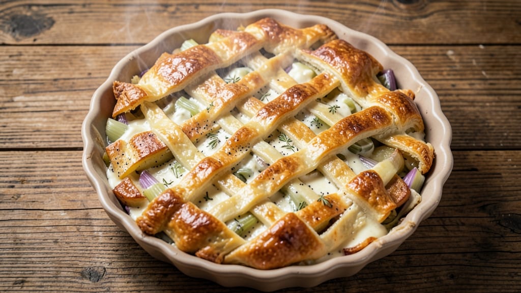 Old Fashioned Leek and Potato Pie Recipe: Flaky Crust Over Savory-Sweet Filling