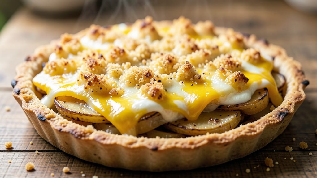 Potato Tart Recipe: Crispy Cornmeal Topping Over Creamy Cheese Filling