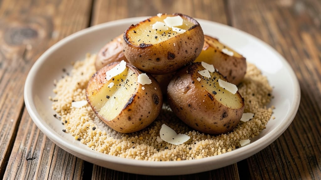 Steam Potatoes Recipe: Crispy Cornmeal Crowns with Fluffy Pink Interiors